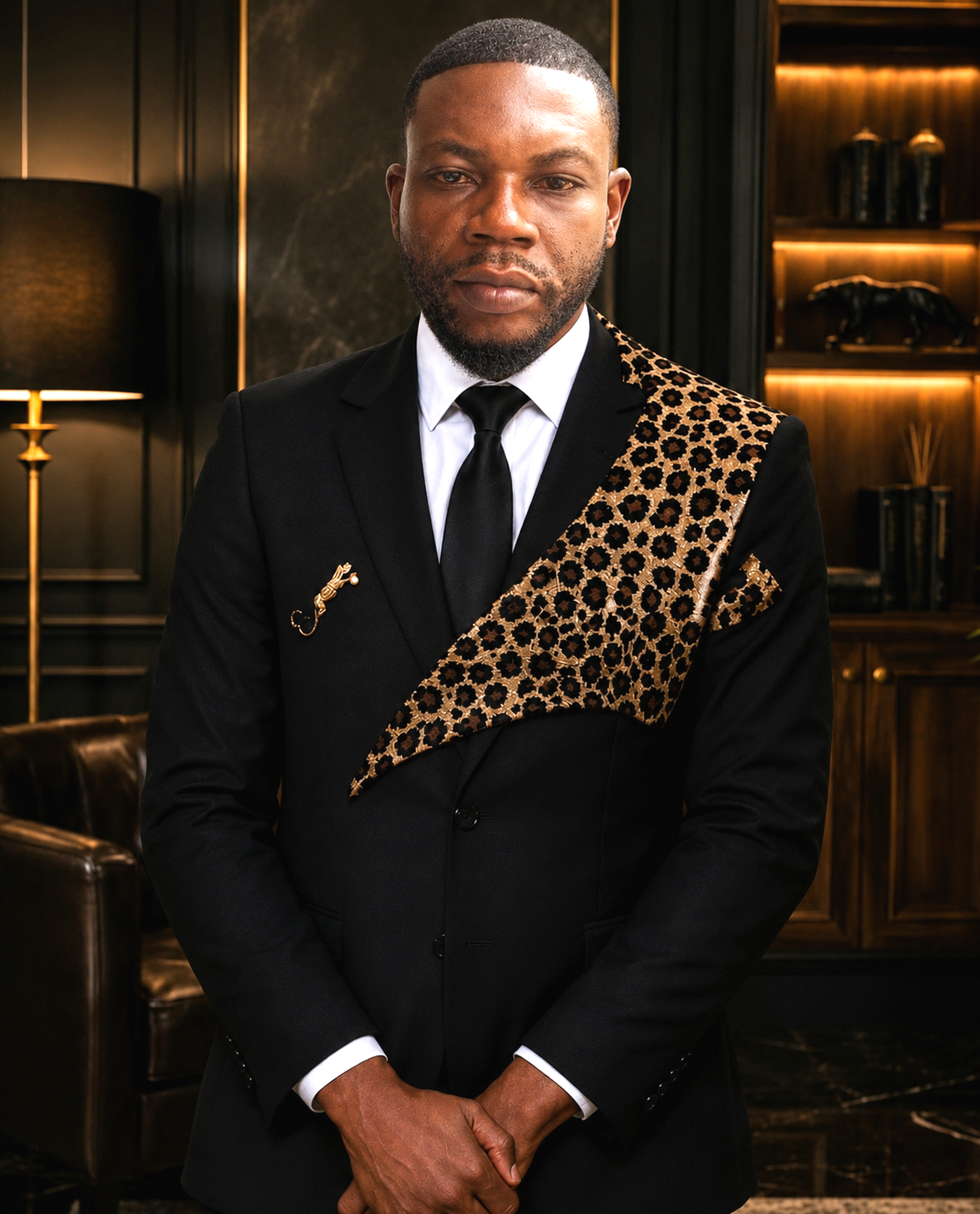 Ultra-realistic portrait of a distinguished African businessman